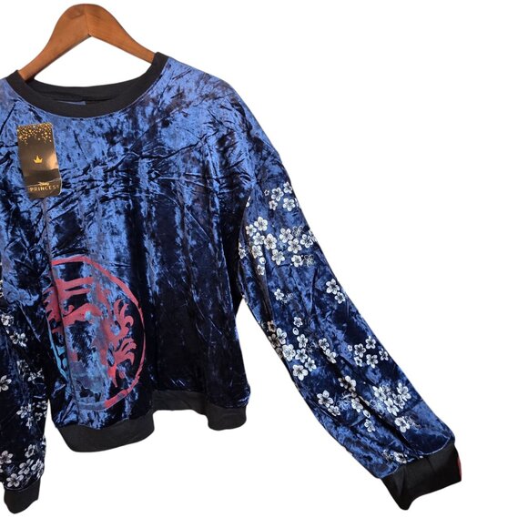 SOLD Disney Princess Women Asian Inspired Velour Top Floral XXL - Picture 6 of 16